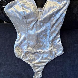 Fashion Nova Shimmering Silver Velvet Chemise